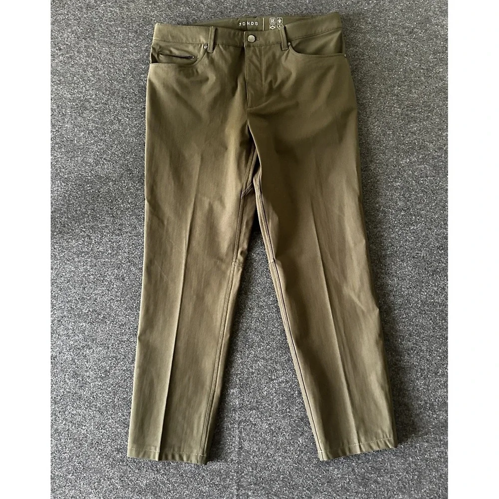 7 Diamonds Pants Men's 34x29 Clifton Slim Straight Stretch Chino Khaki Preppy - Picture 2 of 6